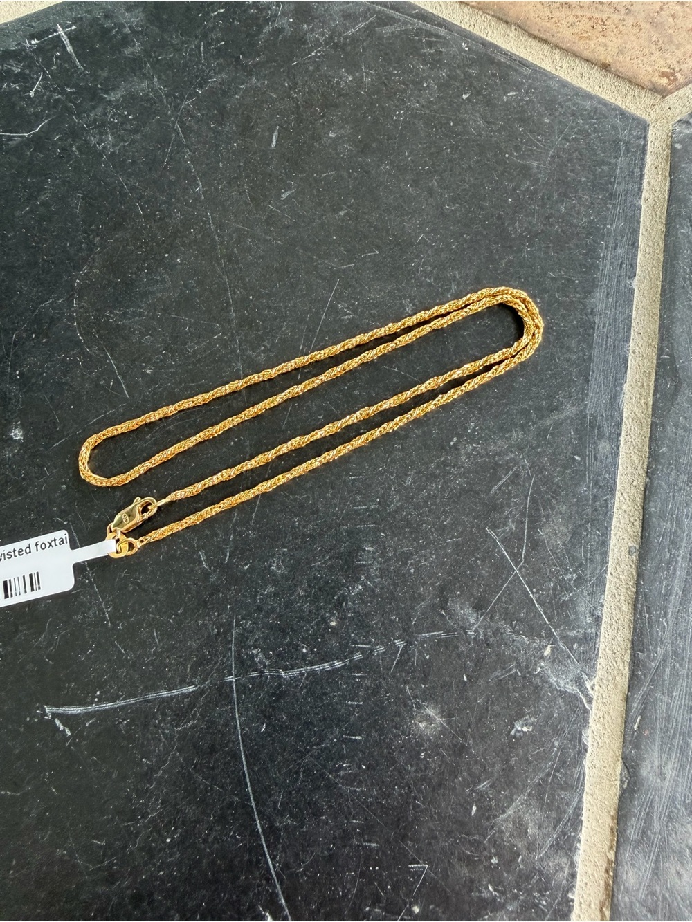18kt. Yellow Gold Twisted Foxtail Rope Chain Necklace 16”